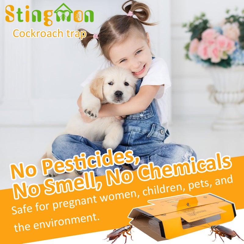 Stingmon 18 Pack Roach Traps Indoor Roach Killer Indoor Infestation, Cockroach Home Cockroach Trap Sticky Traps for Insects Bugs - Image 5